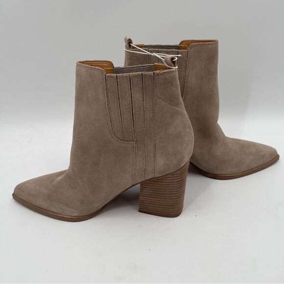 NEW MARC FISHER Boots Oshay Ankle Bootie Dark Walnut Stacked Heel Suede Size 11 - Picture 4 of 15